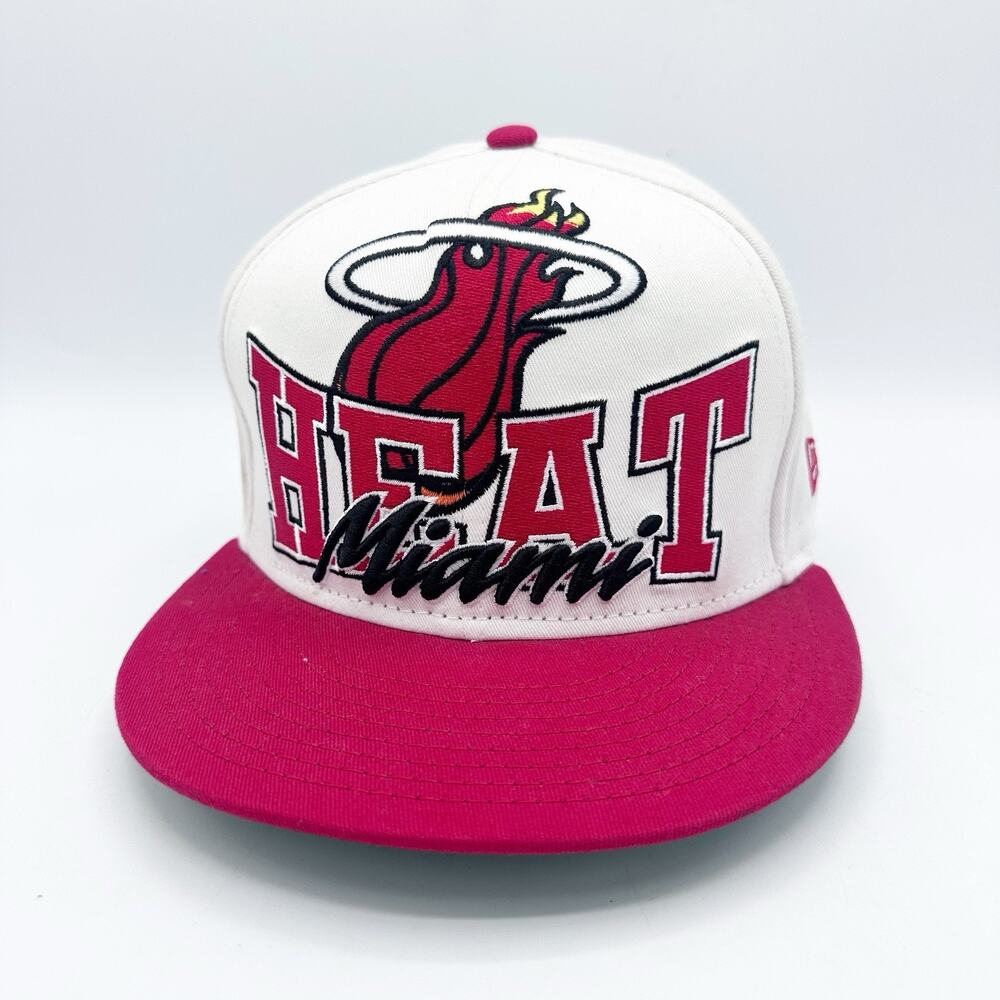New Era Hardwood Classics NBA Miami Heat Spell Out 3D Snapback Hat OSFM Cap